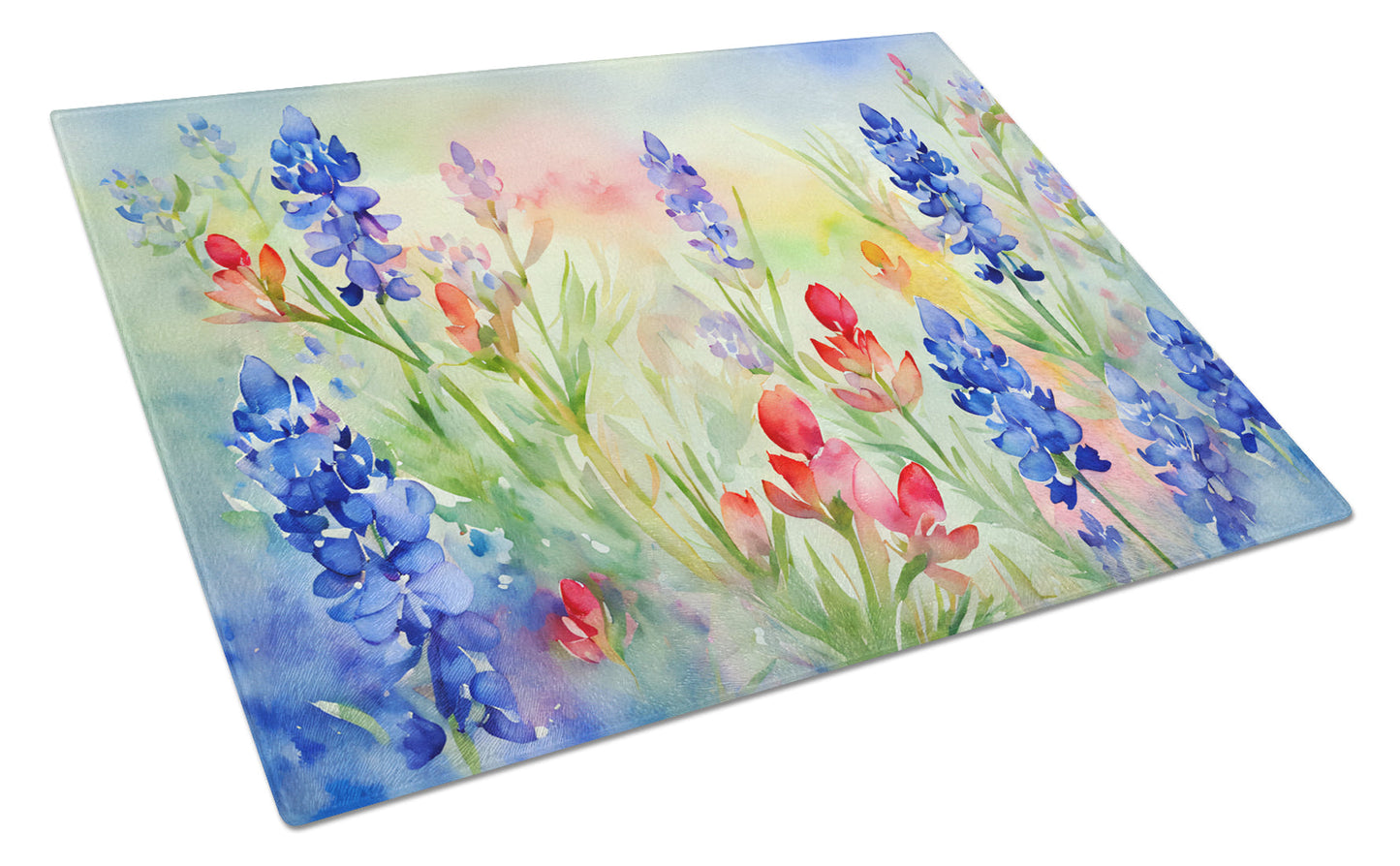 Texas Bluebonnets Glass Cutting Board